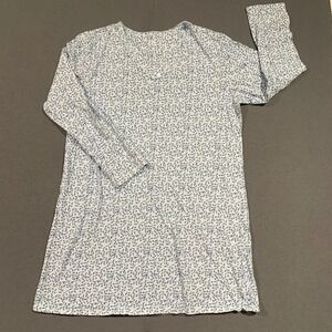 Laura Scott XL Blue Floral Cotton Long Sleeve Nightgown Sleep Shirt V-Neck